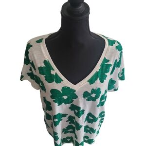 Sonoma Green Floral V-Neck Tee